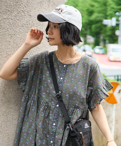 印度風花卉印花連衣裙