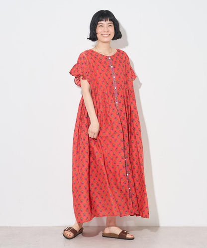 印度風花卉印花連衣裙