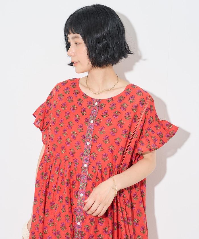 印度風花卉印花連衣裙