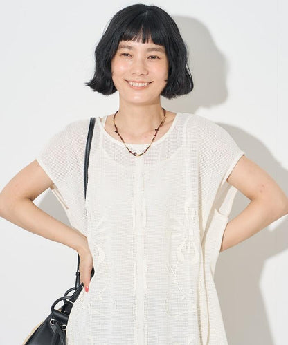 印度網紗刺繡無袖連衣裙