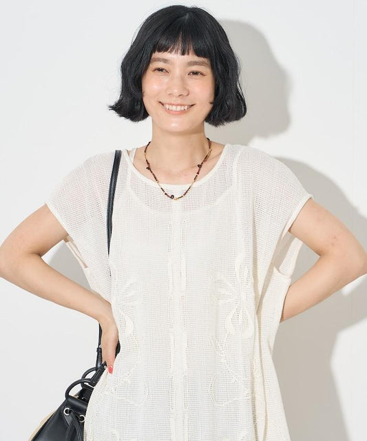 印度網紗刺繡無袖連衣裙