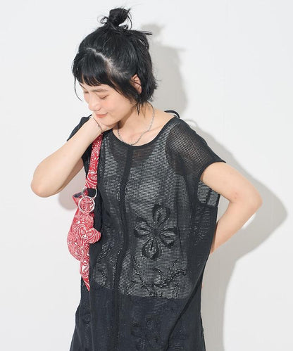 印度網紗刺繡無袖連衣裙