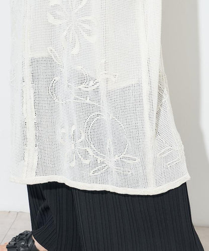 印度網紗刺繡無袖連衣裙