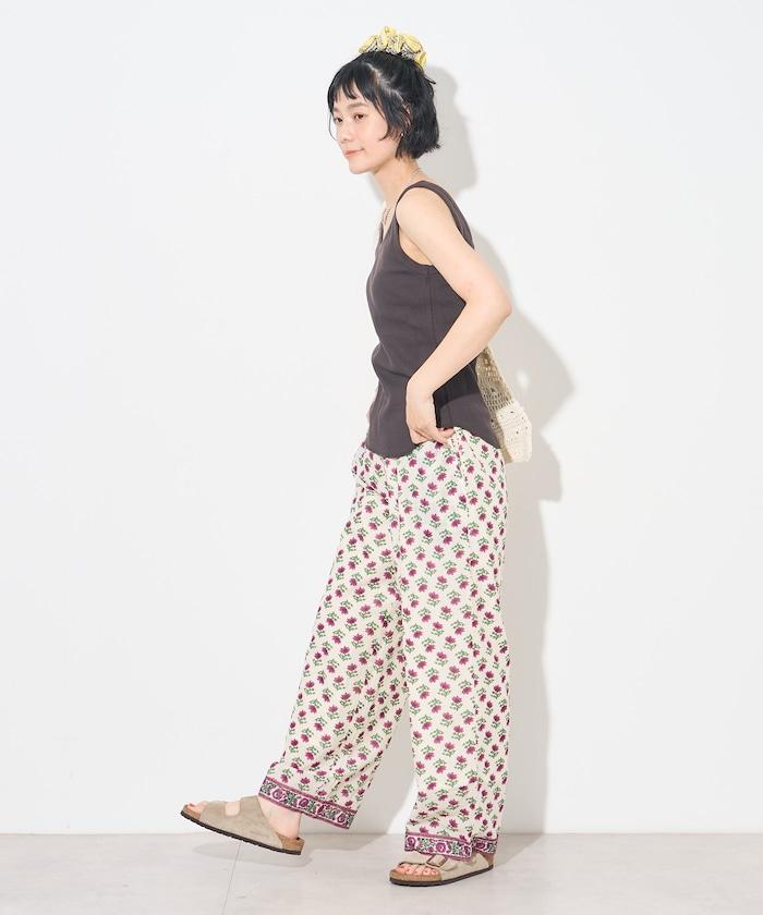 印度花卉印花褲子