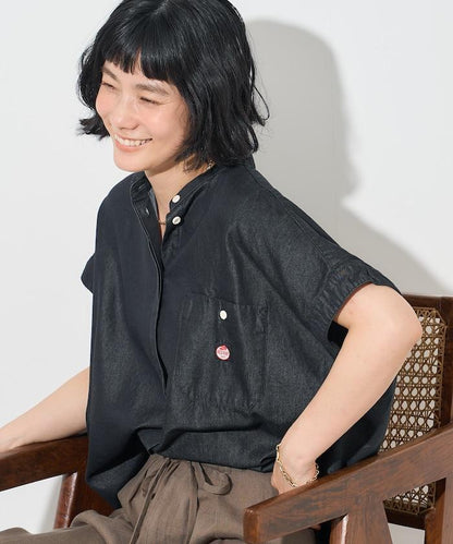 萊賽爾牛仔法式短袖襯衫