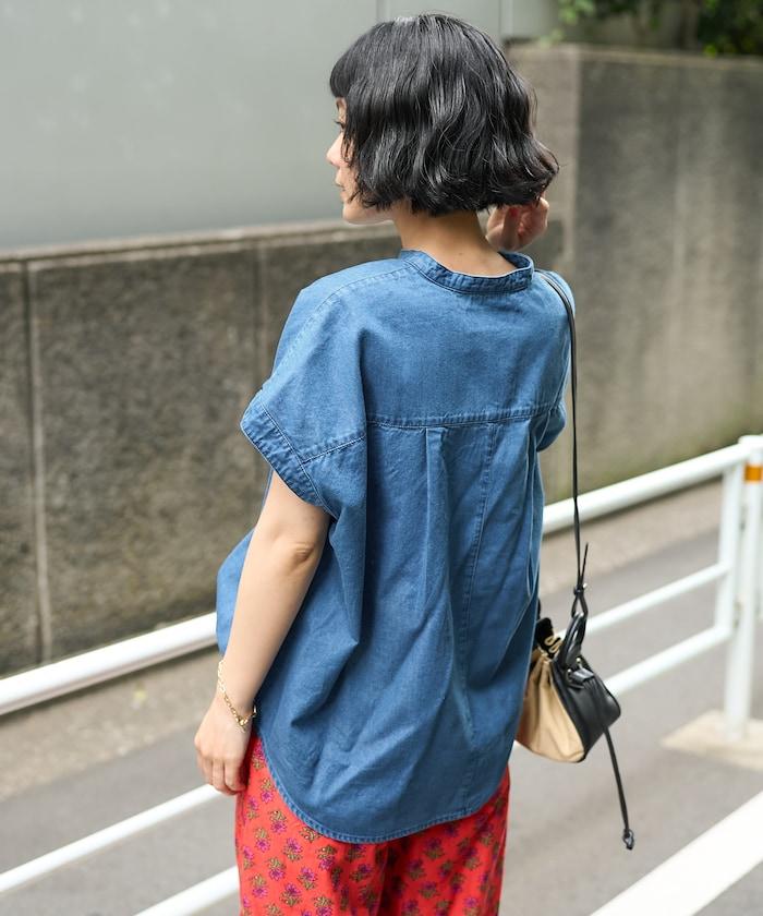 萊賽爾牛仔法式短袖襯衫