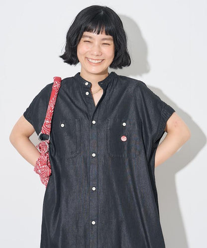 天絲牛仔 法式袖 連衣裙