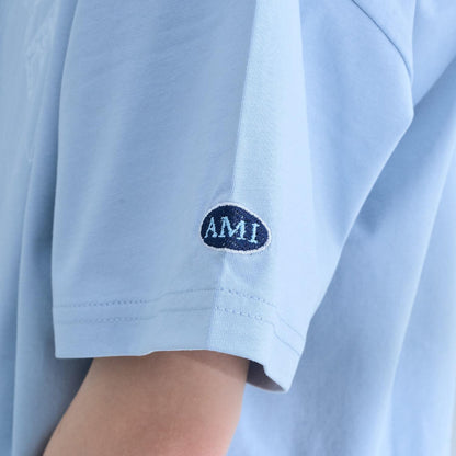 AMI 涼感面料 豹紋Logo 短袖T恤