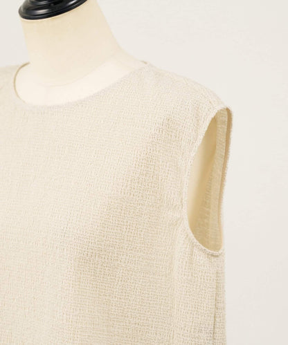 抽褶提花設計 無袖上衣 上衣  《15 quinze》