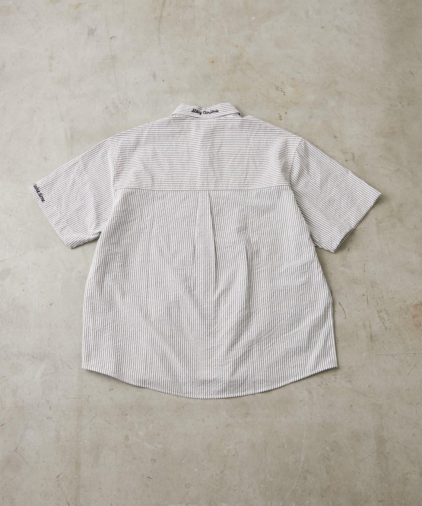 條紋刺繡 寬鬆 襯衫