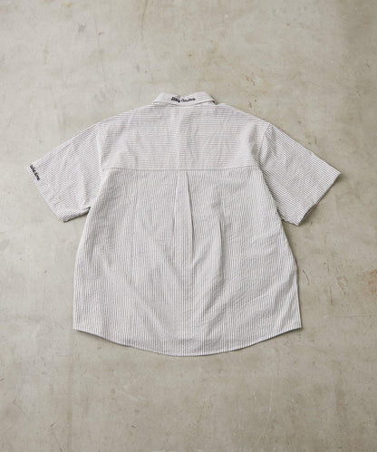 條紋刺繡 寬鬆 襯衫