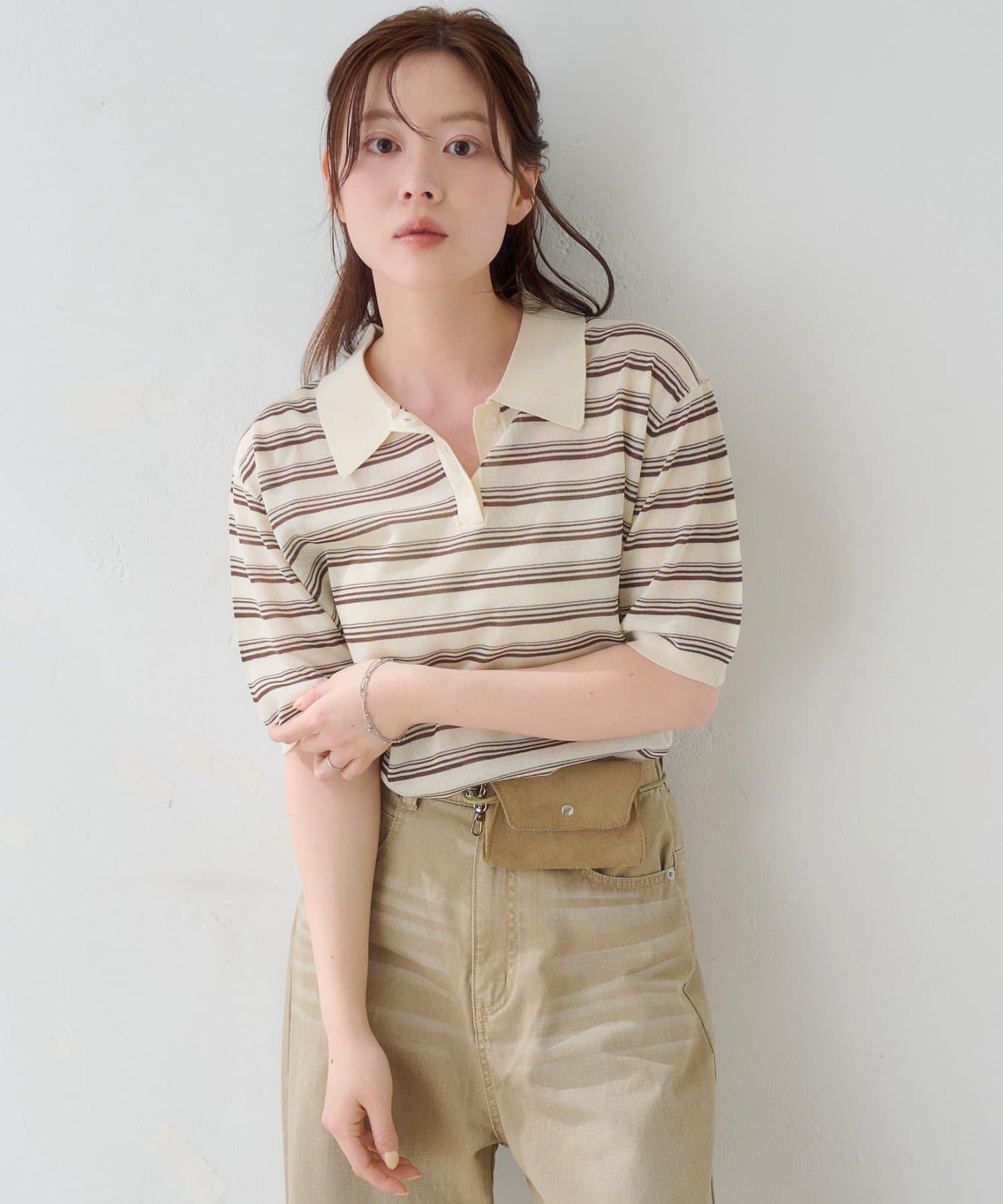 透紗條紋POLO衫