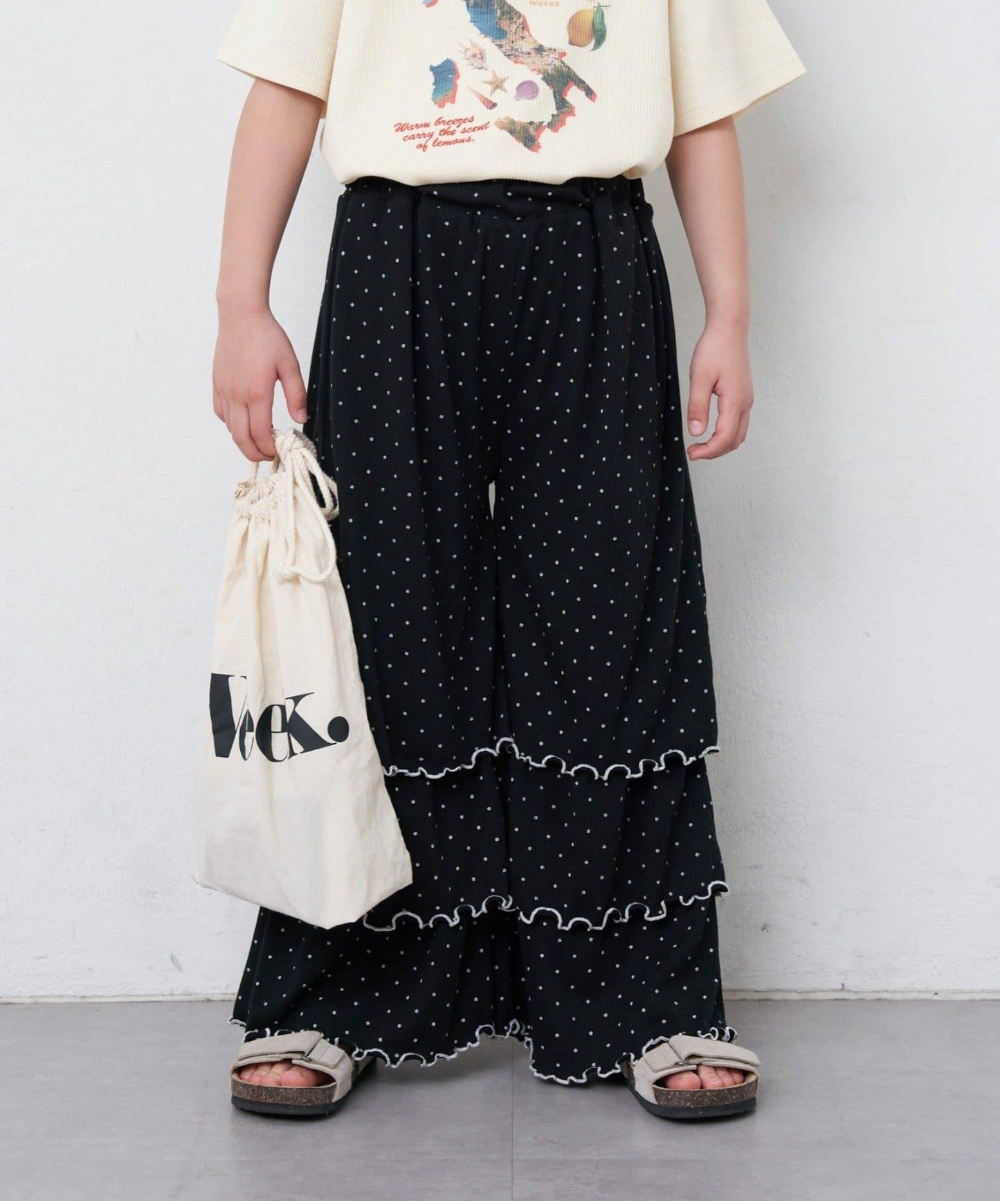波點層疊荷葉邊褲子