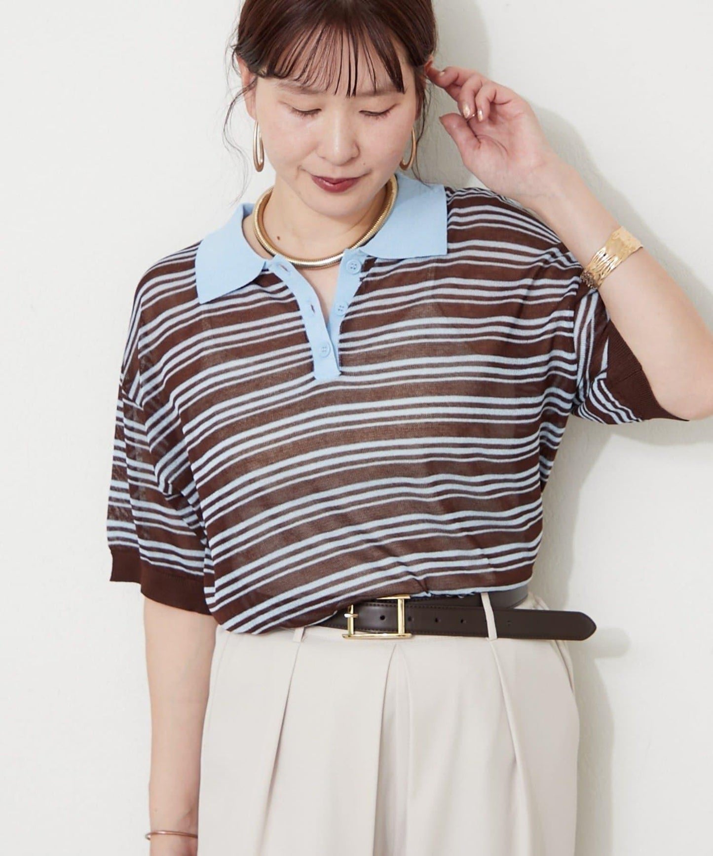 透感條紋Polo衫