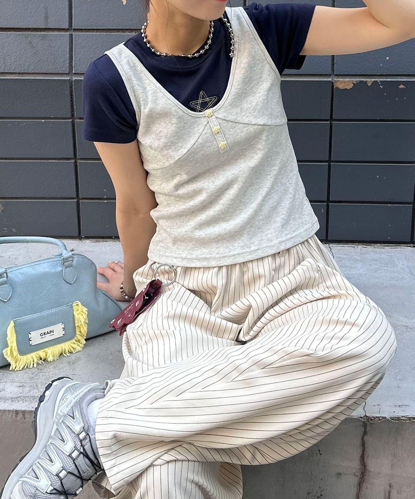 網絡限定 短款亨利領疊穿 背心