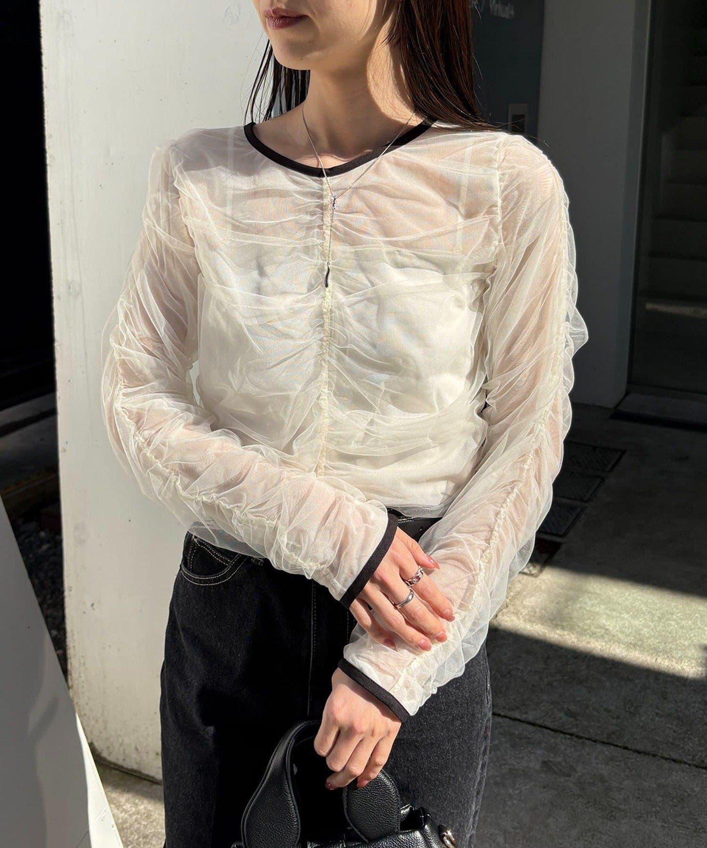 CAPRICIEUX LE'MAGE 薄紗抽褶襯衫
