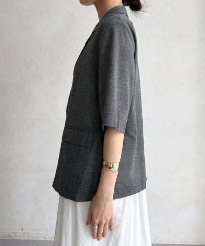 格紋短袖夾克