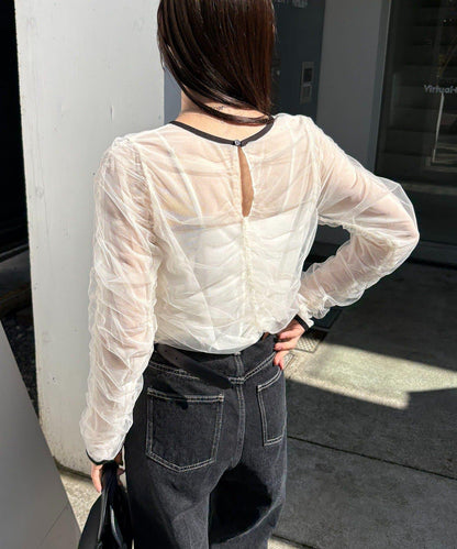 CAPRICIEUX LE'MAGE 薄紗抽褶襯衫
