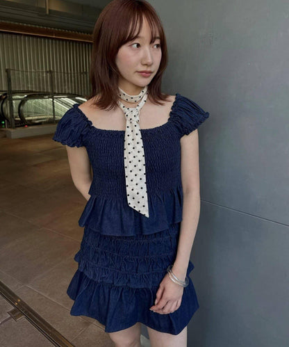 【mline】抽褶迷你半身裙