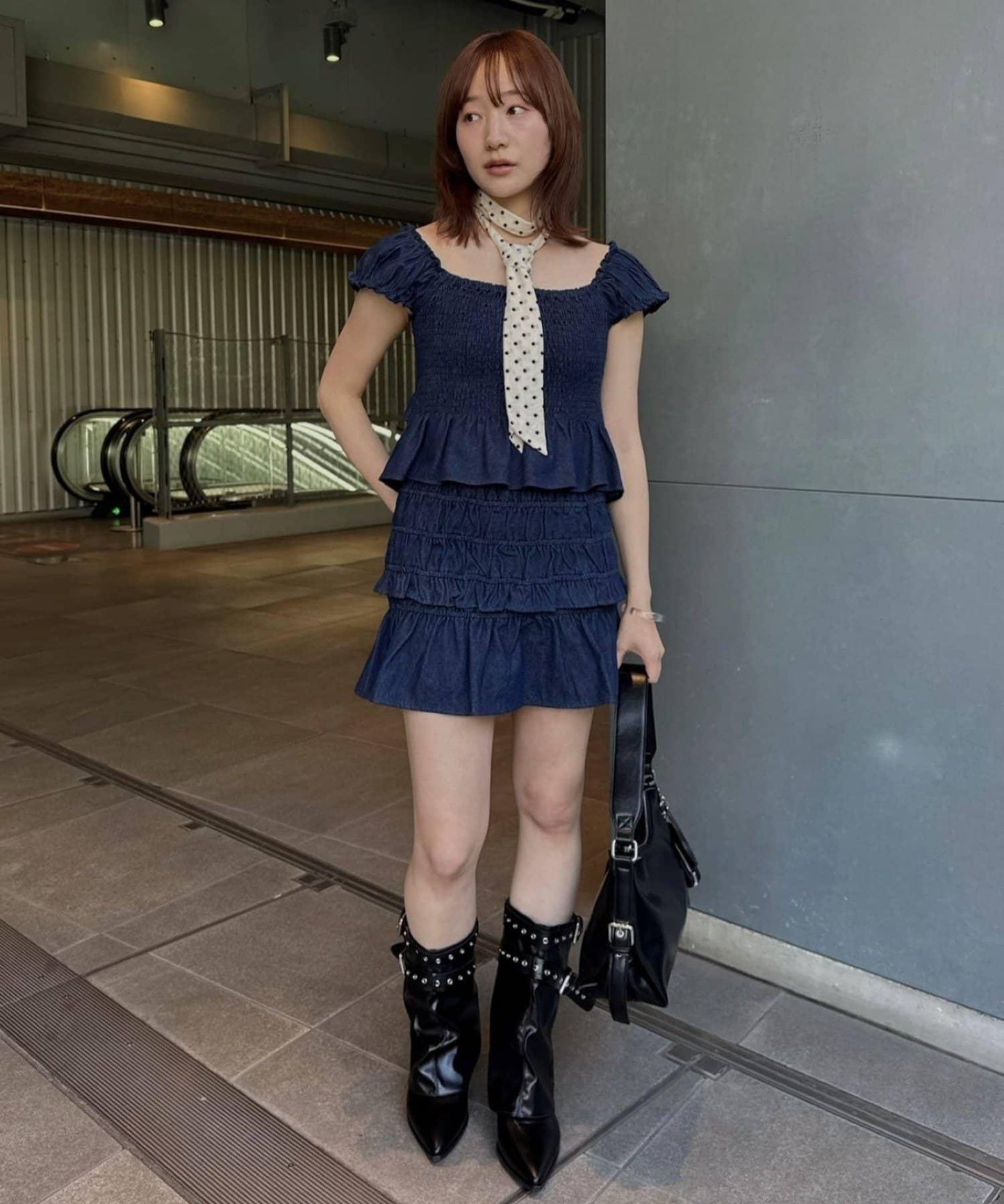 【mline】抽褶迷你半身裙