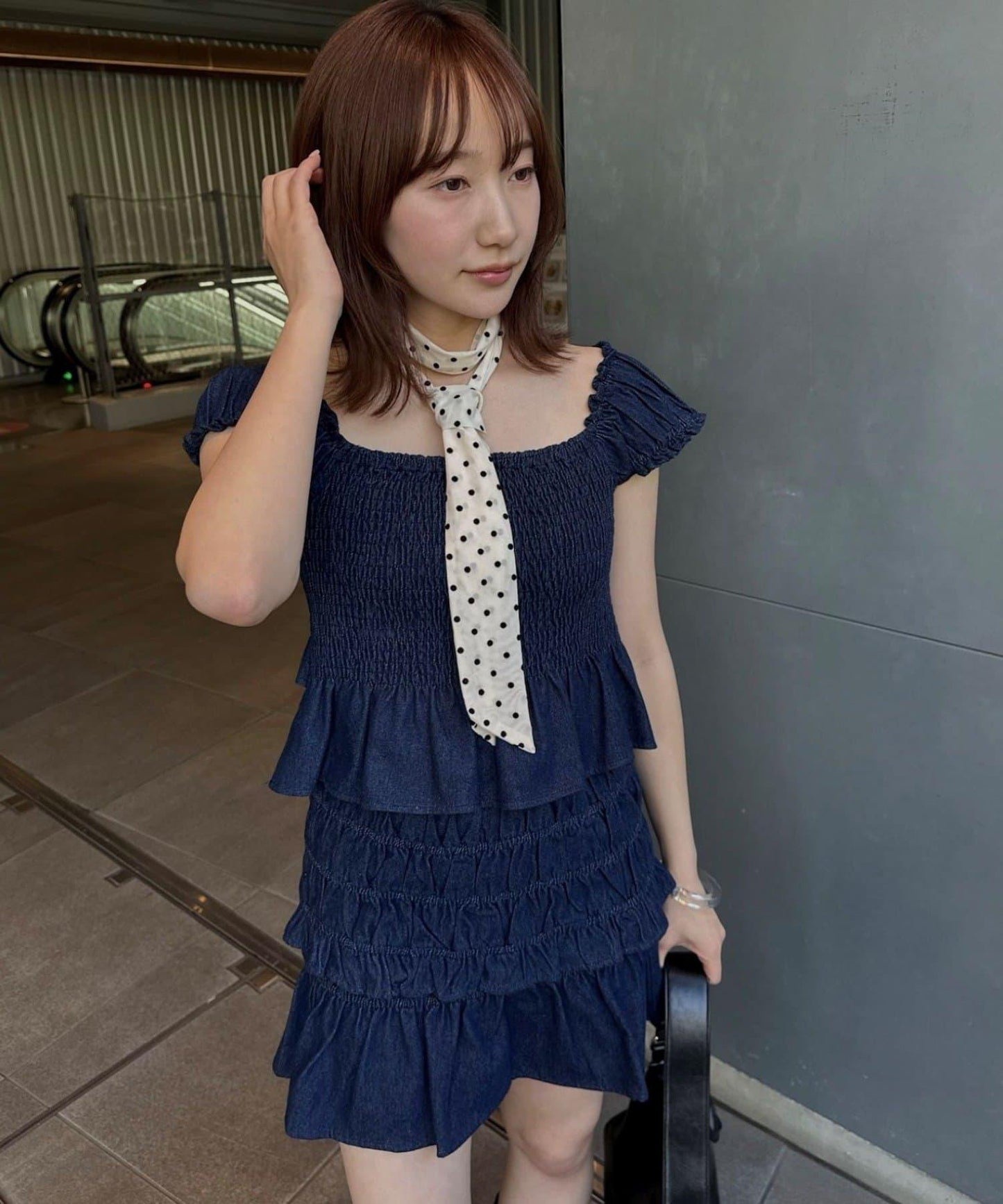 【mline】抽褶迷你半身裙