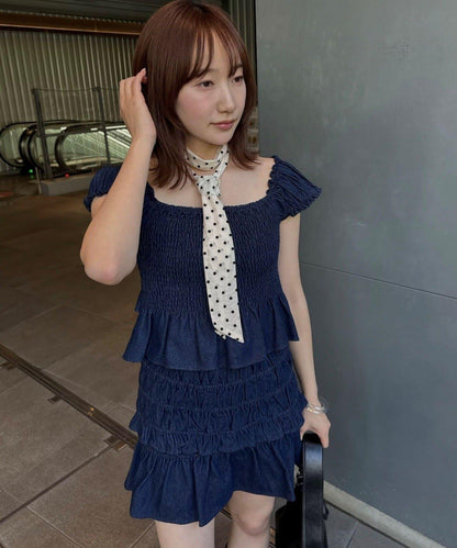【mline】抽褶迷你半身裙