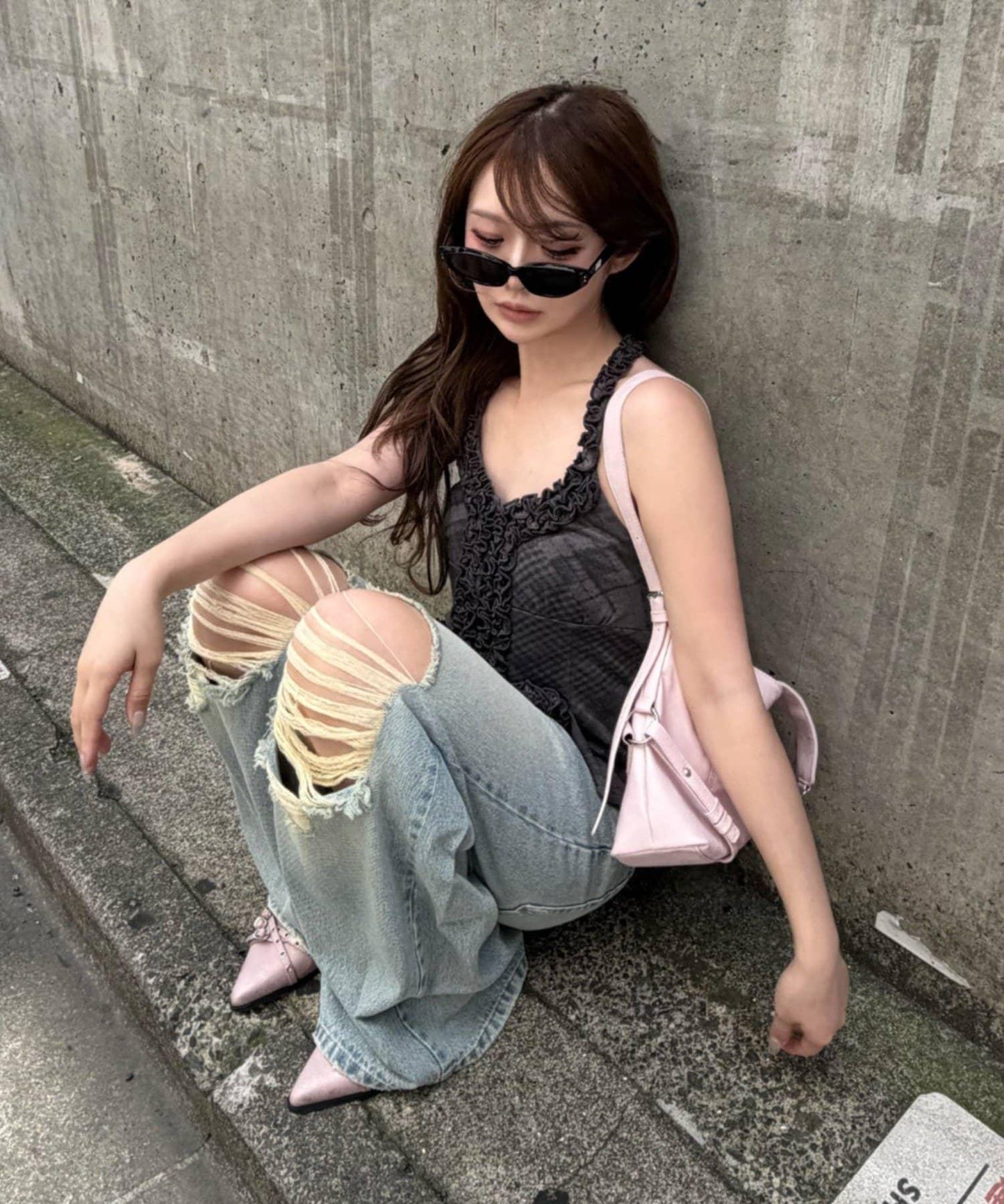 RAY CASSIN 掛脖荷葉邊按扣上衣