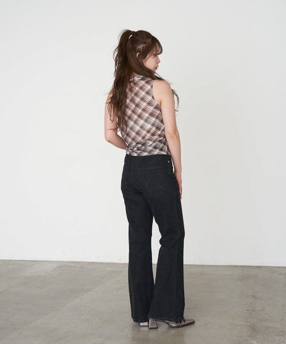 格紋 / 純色 美式背心剪裁 彈力面料 上衣