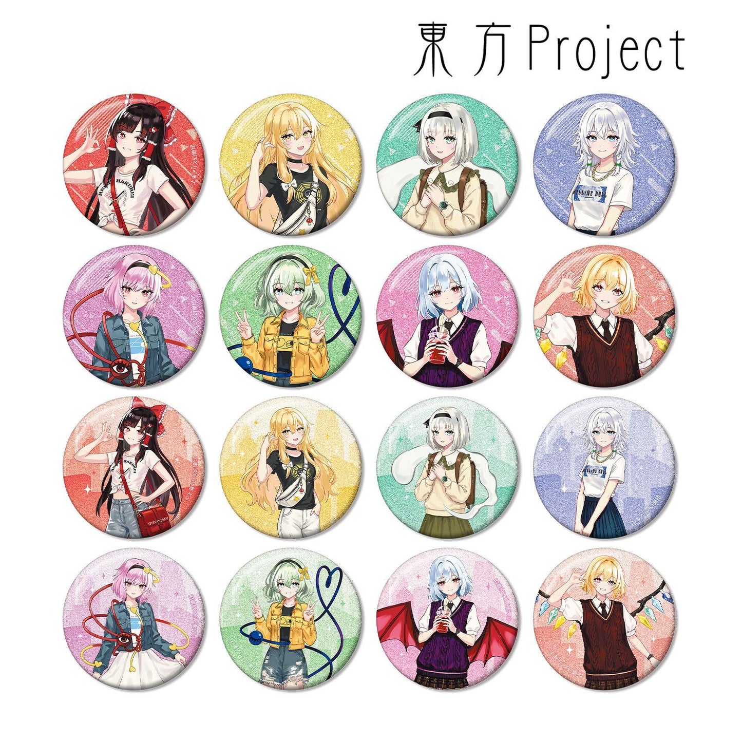 《東方Project》（東方Project） 松本能人插畫 現代風時尚ver. vol.2 交易亮片徽章 完整套BOX（16包入）