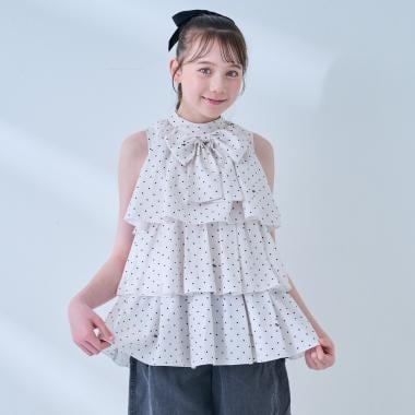 多花色圖案 美式無袖 層疊設計 女式襯衫