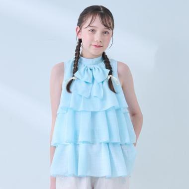 多花色圖案 美式無袖 層疊設計 女式襯衫