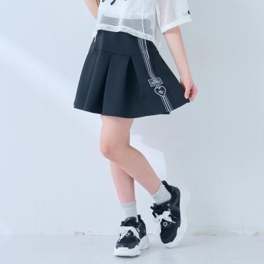 側邊條紋 logo貼布 裙褲