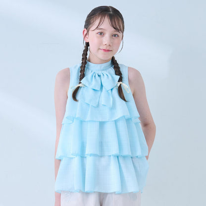 多花色圖案 美式無袖 層疊設計 女式襯衫