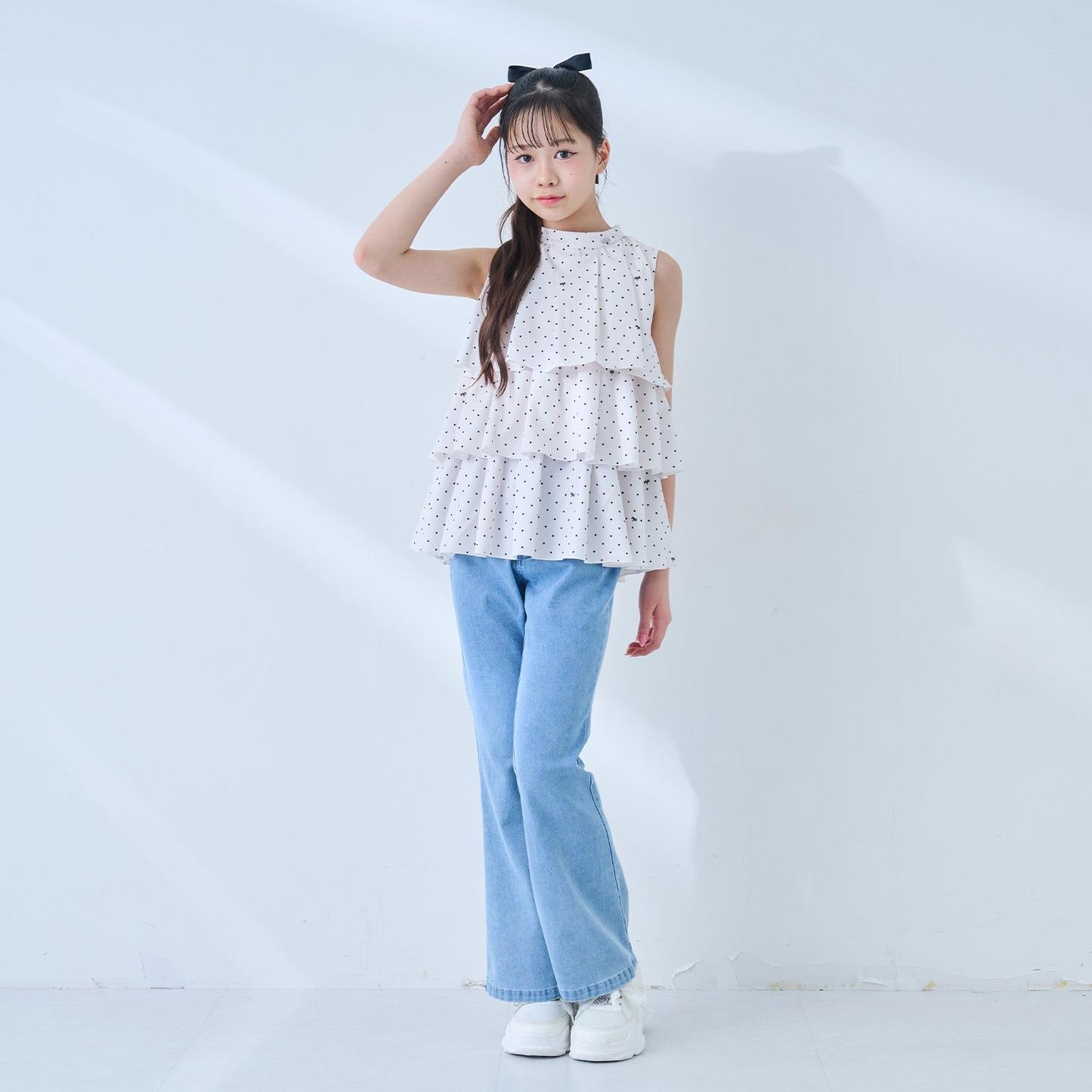 多花色圖案 美式無袖 層疊設計 女式襯衫