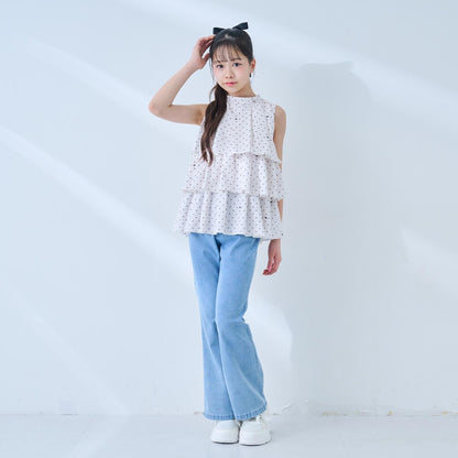 多花色圖案 美式無袖 層疊設計 女式襯衫