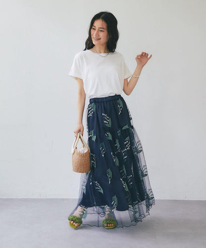 鈴蘭刺繡網紗層疊半身裙