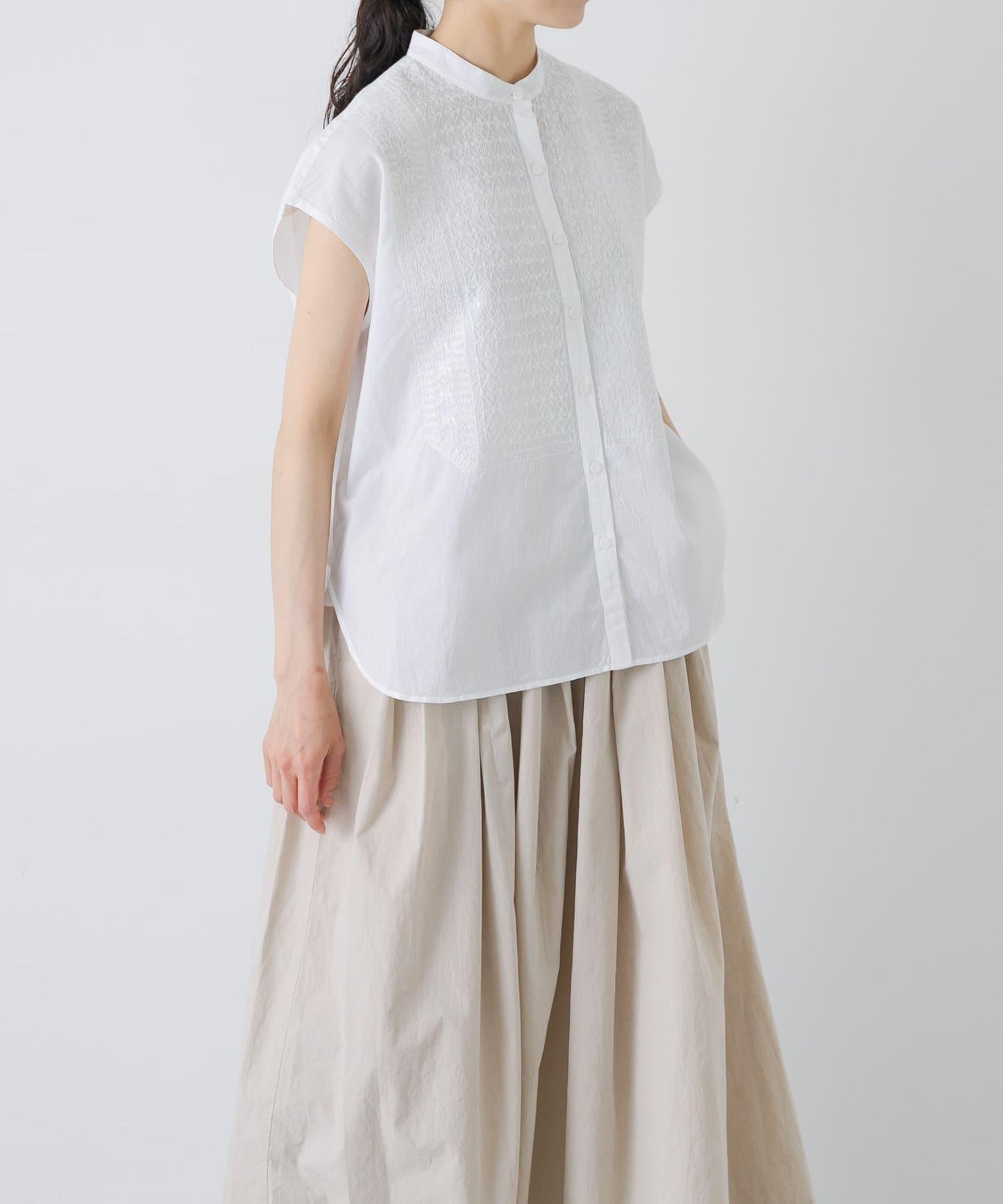 maison de soil BANDED COLLAR EMB SHIRT 襯衫