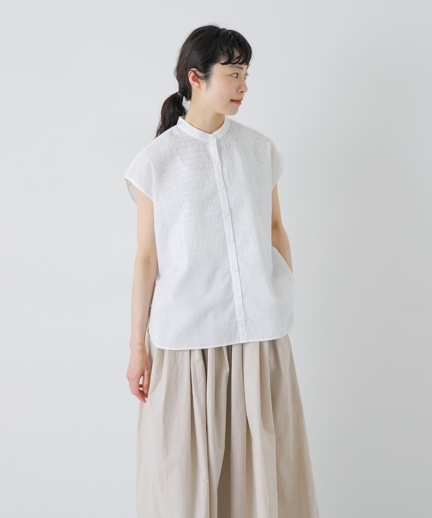 maison de soil BANDED COLLAR EMB SHIRT 襯衫