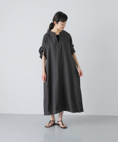 TICCA 麻質扭結袖連衣裙