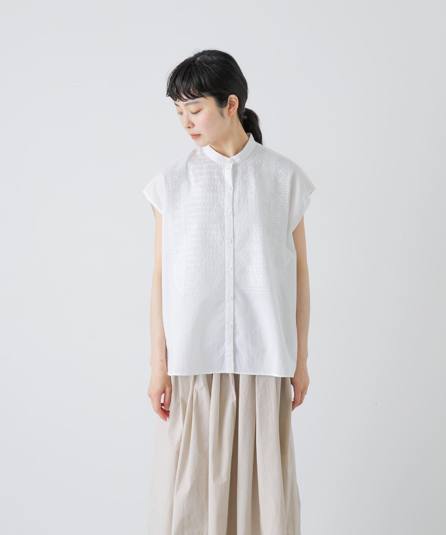 maison de soil BANDED COLLAR EMB SHIRT 襯衫