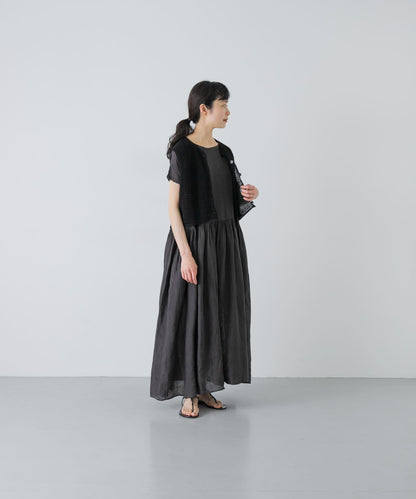 maison de soil 亞麻鏤空針織 馬甲 VEST