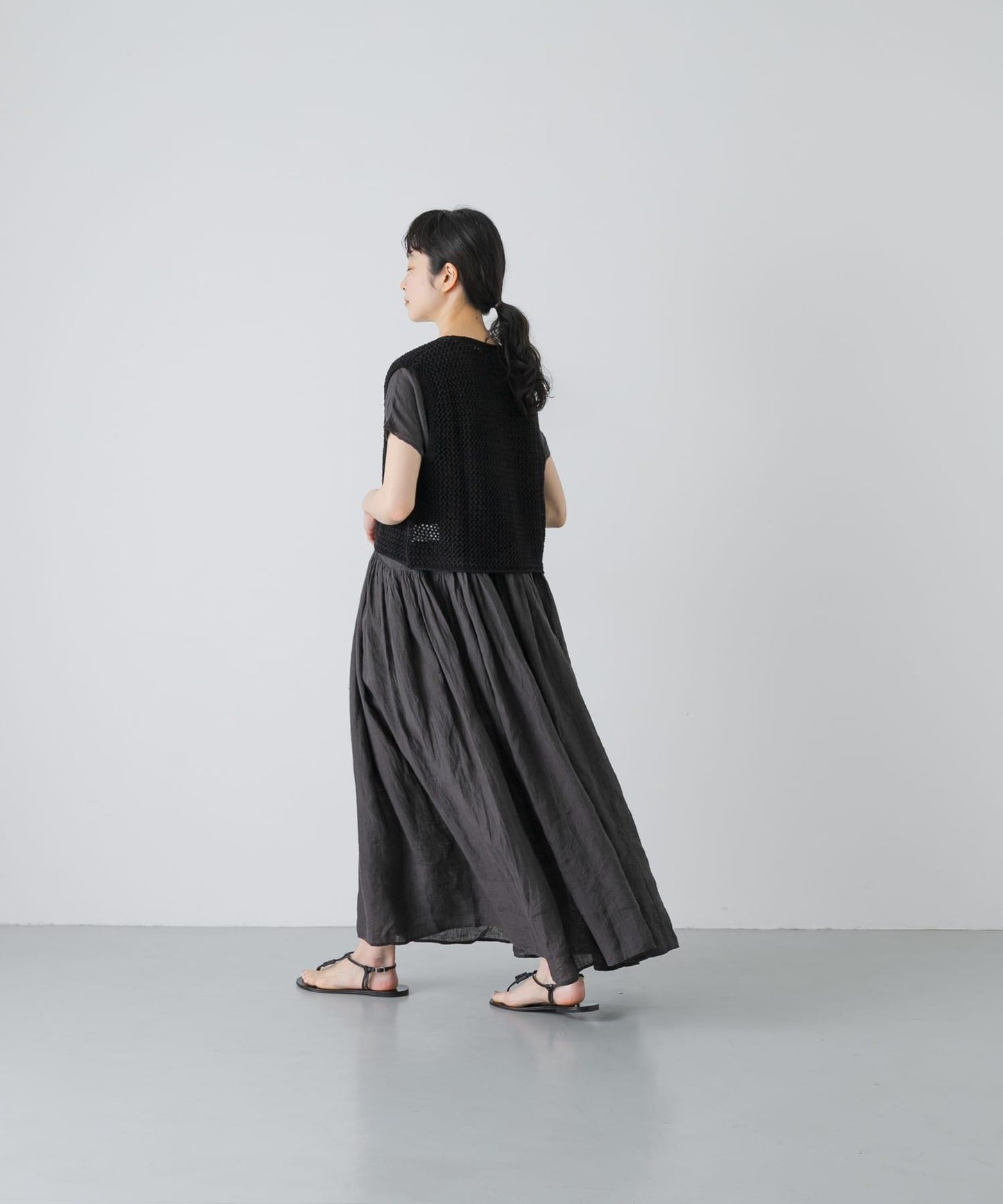 maison de soil 亞麻鏤空針織 馬甲 VEST