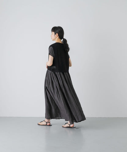 maison de soil 亞麻鏤空針織 馬甲 VEST