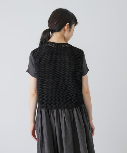 maison de soil 亞麻鏤空針織 馬甲 VEST