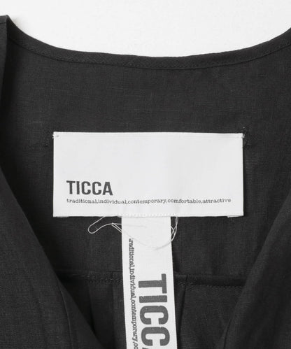TICCA 麻質扭結袖連衣裙