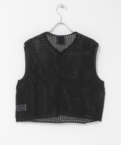 maison de soil 亞麻鏤空針織 馬甲 VEST
