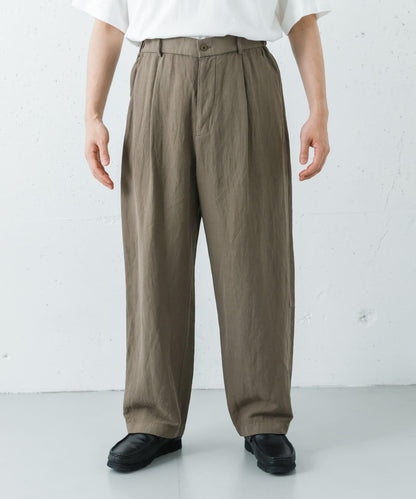 ATON COTTON LINEN VOILE LOOSE FIT 褲子