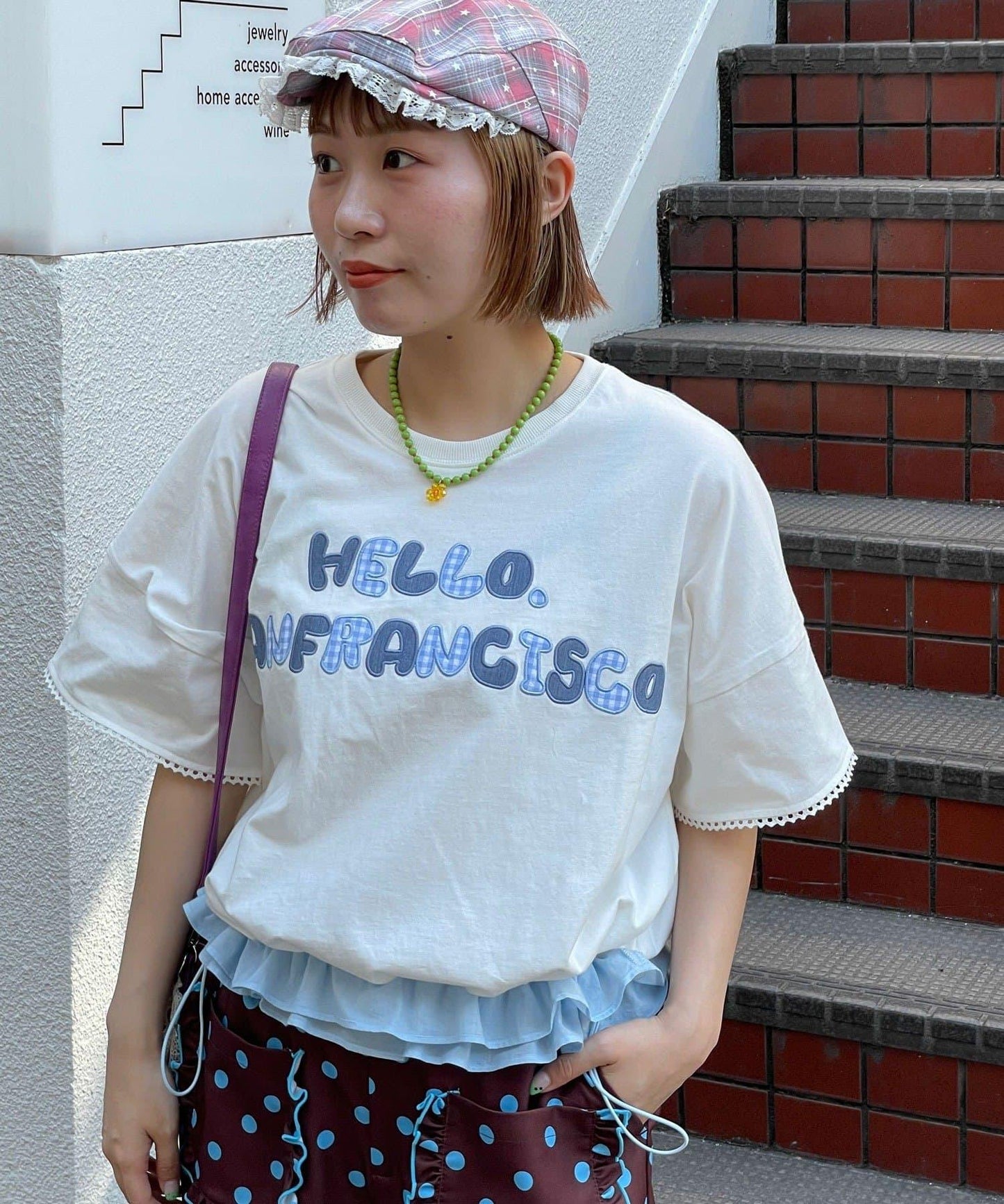 HELLO.SANFRANCISCO/ハローサンフランシスコ 下襬荷葉邊抽繩T恤