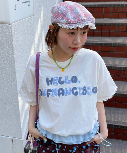 HELLO.SANFRANCISCO/ハローサンフランシスコ 下襬荷葉邊抽繩T恤