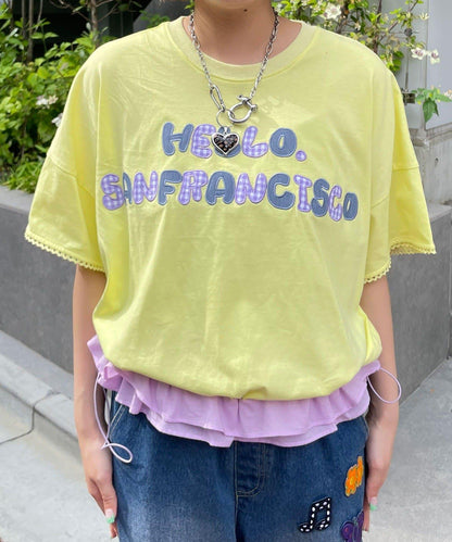 HELLO.SANFRANCISCO/ハローサンフランシスコ 下襬荷葉邊抽繩T恤